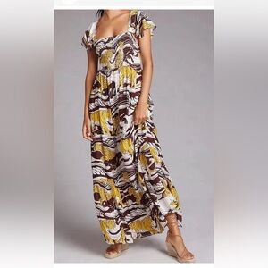 NWT Anthropologie Panther Ruffled Maxi Dress Size Medium